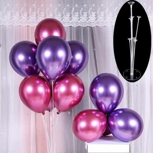 1Set 7 Tubes Balloon Stand Balloon Holder Column new glossy metal Balloons Baby Shower Birthday Party Wedding Decoration Suppli