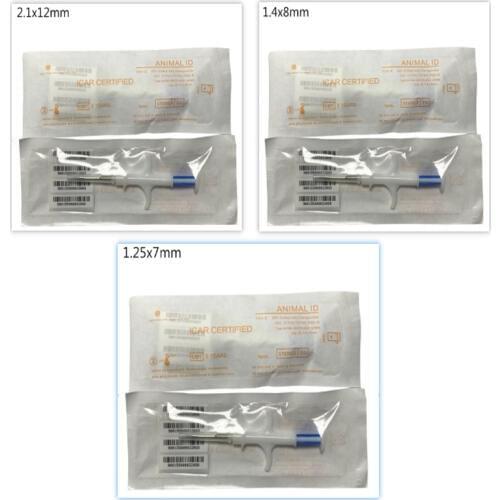 1pc 1.25x7mm 1.4x8mm 2.1x12mm animal microchip ISO Standard FDX-B Implantable Bioelectronic Chip