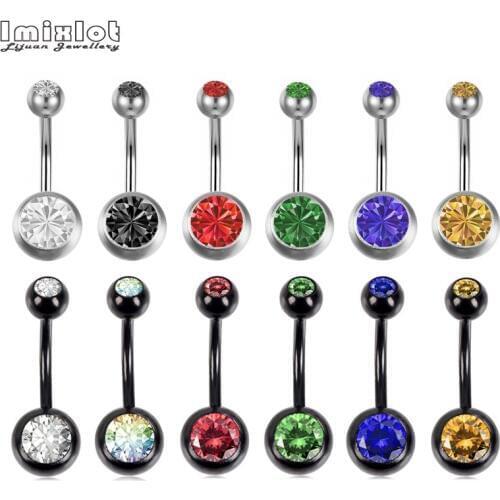 10 Pcs/Lot Piercing Navel Surgical Steel Belly Button Rings Navel Piercing Ombligo Crystal Belly Piercings Sexy Body Jewelry