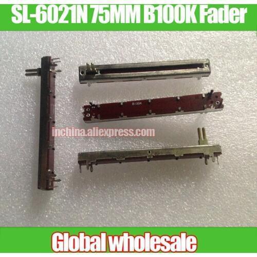 10pcs mixer straight sliding potentiometer SL-6021N 75MM B100K / single fader handle length 10MMA