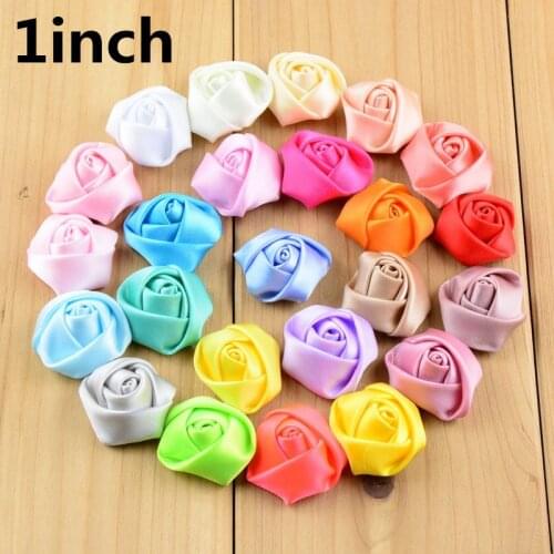 1000pcs/lot 39 Color U Pick 1 Inch Mini Petite Satin Ribbon Rose Rosettes Flower Garment Hair Accessories Wholesale Supply TH212
