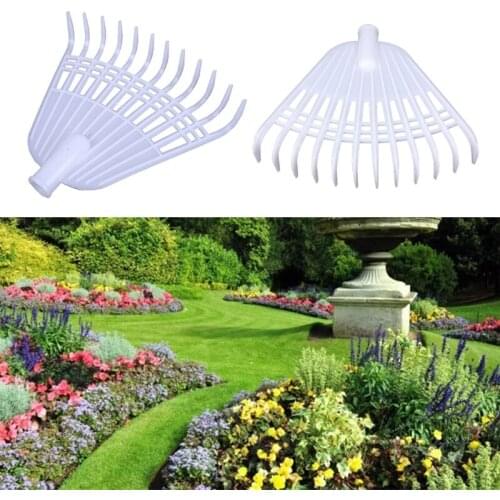 12Tooth Leaf Rake White Agricultural Rake No Handle Grass Rake Lightweight Flower Planting Soil Rake Plastic Garden Tool