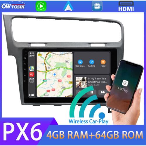 1Din Android 10 10.1" Car Radio GPS PX6 64G Stereo Multimedia Player For 2013-2019 VW Volkswagen Golf 7 MK7 CarPlay TDA7850 DSP