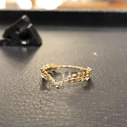 2021 Gold Color Woman Rings Leaf Girl Enagement Ring Crystal LadY Classic Style Female Special Design Heart Ring Gift
