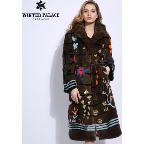3D flower three-dimensional design mink fur coat winter real fur mink fur coat Imported leather fur coat