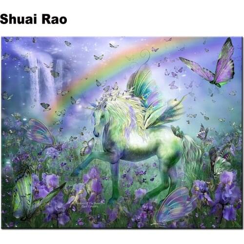 Unicorn Of The Butterflies diamond painting full round resin Diamond mosaic Animal diamond embroidery patterns horse home art