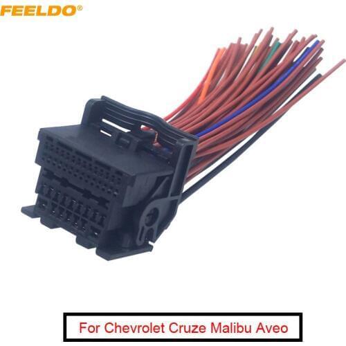 FEELDO 1PC Car Radio Audio 44Pin Wiring Harness Adapter For Chevrolet Cruze Malibu Aveo ISO CD/DVD Stereo Installation Cable