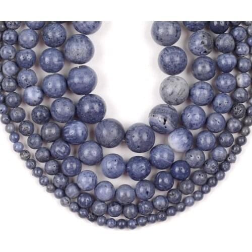 Natural Gem Blue Coral Aquamarines Stone Beads For Jewelry Making Needlework Bracelet Accessories Loose Spacer Beads 4/6/8/10mm