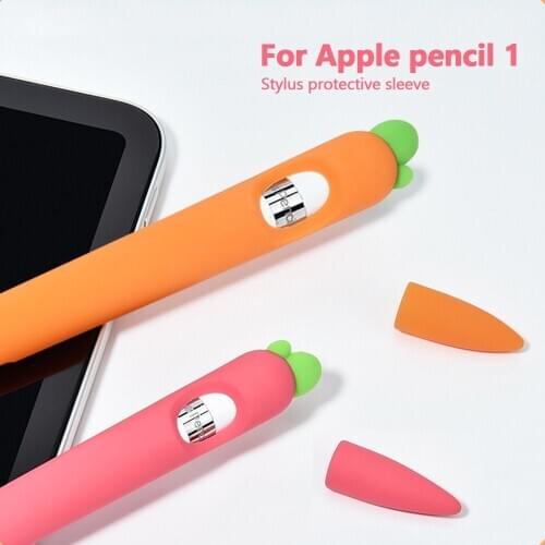 For Apple Pencil 2 1 Case Soft Silicone Carrot Holder Stylus Pen Cover For Pencil 1 2 For Ipad Tablet Touch Pen Protective Case