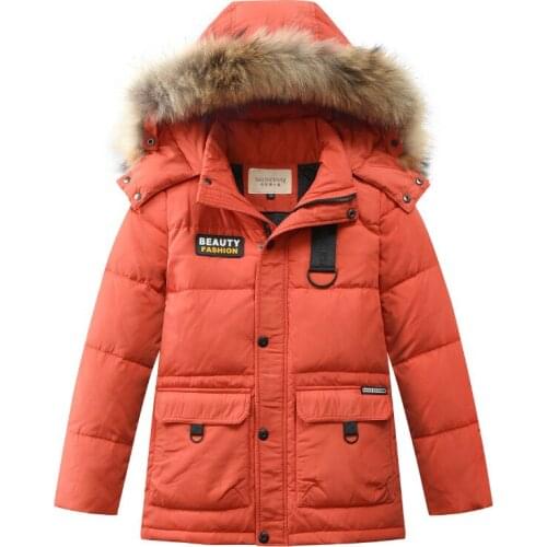 Hooded Thicken Warm Boys Outerwear 4-14 Years Teenagers Coat Kids Boy Parka Snowsuit Russian Winter Down Jacket For Boys