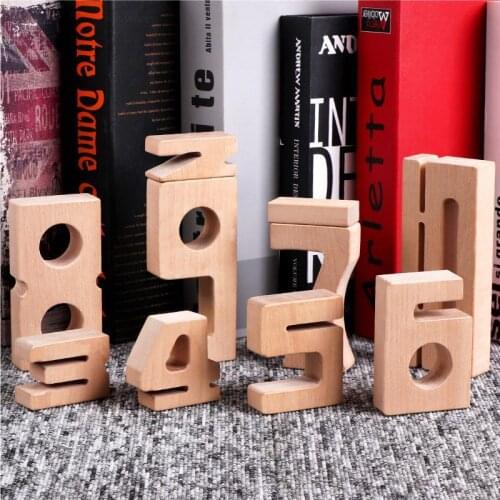 Number Building Blocks Wooden Baby Balance Block Jenga Toy Montessori Educational Natural Wood Math Digital Toys Toys For Kids
