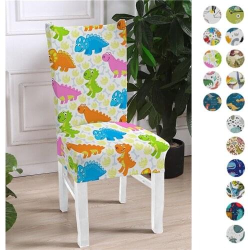Dinosaur Spandex Elastic Printing Dining Chair Cover Removable Chairs Covers Modern Anti-dirty Kitchen Seat Covering