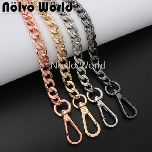 1-5pieces 60-120-130cm 5 colors rose gold 3.0mm 16*12mm Iron meterial chains connector with snap hooks for purse bag accessories