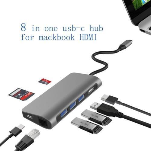 USB C Laptop Docking Station USB 3.0 HDMI RJ45 Gigabit PD Fealushon for MacBook Samsung Galaxy S9 /S8 / S8+Type C Dock station