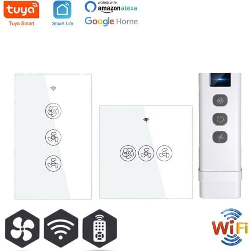EU/US Smart Wifi Ceiling Fan Switch WiFi + RF433 Tuya/Smart Life App 2/3 Way Wireless Remote Control Work With Alexa Google Home
