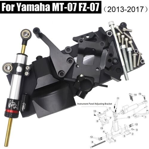 MT-07 MT07 FZ-07 CNC Steering Damper Mounting Bracket Kit For Yamaha 2013 - 2019 2014 2015 2016 2017 2018