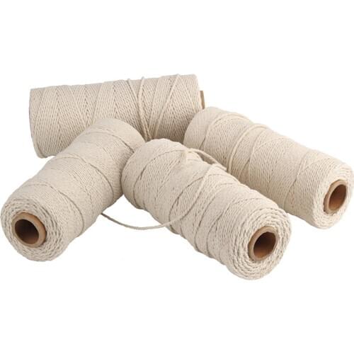 1/2/3mm Cotton Rope Natural Beige DIY Handmade Twisted Cord Crafts String Dream Catcher DIY Home Wedding Accessories Gift