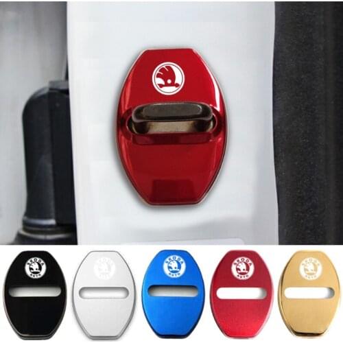 Car Door Lock Cover Sticker for Skoda Octavia Yeti Rapid Kodiaq GT Spaceback Fabia Superb Karoq Kamiq Emblem Decal Accessories