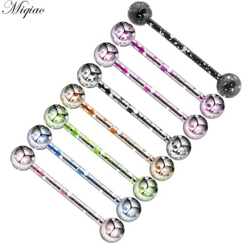 Miqiao 8pcs Fashion All-match Stainless Steel Paint Round Ball Tongue Nail Set Exquisite Piercing Jewelry