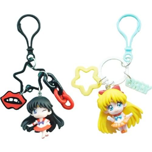 Sailor Moon Fashion Car Keychain For Women Bag Hangings Ring Key Chain Anime Decor Pendant Kawaii Ornaments Ins Lovely With Bell