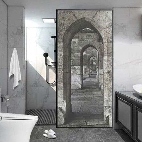 3D Stone Arch Door Sticker Self Adhesive Wallpaper on the Doors DIY Renovation Waterproof Poster for Bedroom Door-ABUX