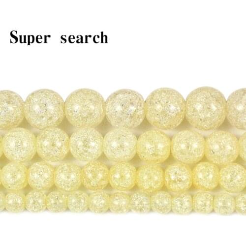Natural Light Yellow Snow Cracked Quartz Crystal Stone Round Beads For Jewelry Making 6-12mm Spacer Loose Beads Diy Bracelet 15"