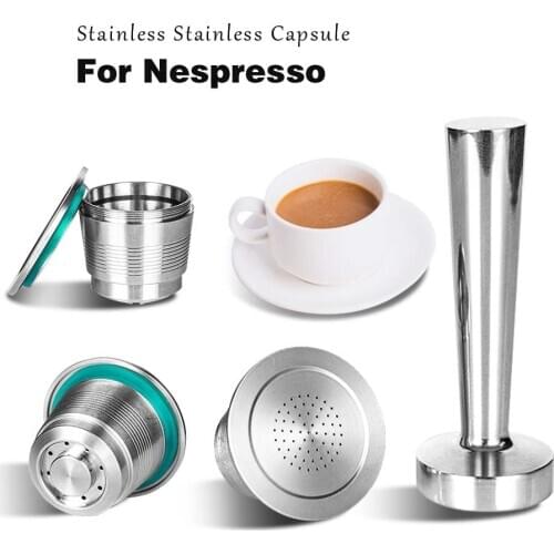 Nespresso Refillable Capsule Stainless Steel Coffee Inox Cafe Permanent Coffee Filter Tamper Coffeeware For Nespresso Machines