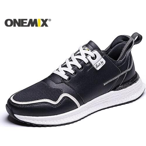 ONEMIX Light Road Running Shoes Men Leather sneakers men Breathable Sport Shoes men Outdoor Walking Shoes Men Jogging Shoes men