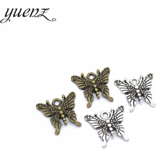 YuenZ 15pcs 2 color Antique bronze butterfly Charm fit for Bracelets Necklace Pendant DIY Metal Jewelry 17*16mm D257