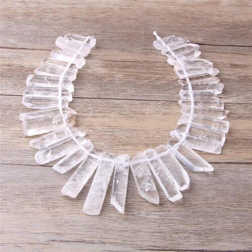 Transparency white Crystals Quartz Points Graduated Tusk Top Drilled Beads Pendants Fashion Jewelry For DIY Crown graduate gifts
