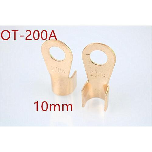 OT-200A Battery Cable Connector Circular 10mm Splice Crimp Ring Terminal Cable Copper Lug 200A