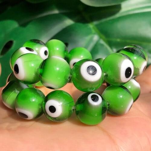 4-12mm Turkish Green Evil Eye Lampwork Glazed Glass Round Shape Beads For Jewelry Making DIY Bracelet Necklace Accessories