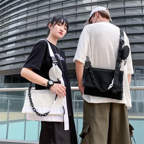 Hip-Pop Street Style High Capacity Casual All-Matched Exercise One Shoulder Chain Bag Cross Body Messenger for Men Women F113