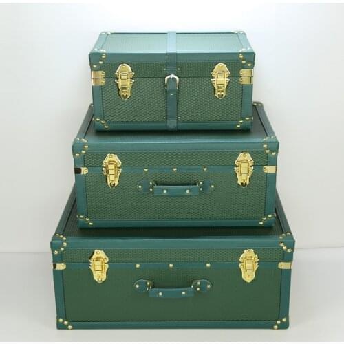 Light luxury model room decoration suitcase Cloakroom leather storage box Photography props retro kitchen window decoration orna
