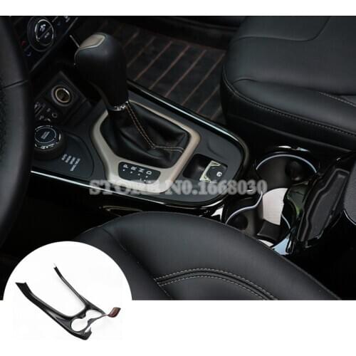 Inner Gear Box & Water Cup Holder Frame Cover Blcak For Jeep Cherokee 2014-2016 Car accesories interior Car decoration