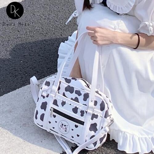 Japanese Milk Pattern Jk Uniform Bag College Style Purses and Handbags for Woman Kawaii School Bags Girls Totes Clear Ita Bag