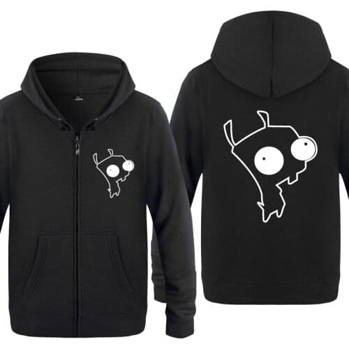 Invader Zim Dog Gir Cute Cartoon Hoodie Sweatshirts Men Fashion Mens Zipper Jackets Hooded Fleece Hoodies Cardigans