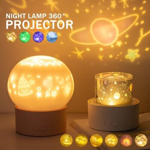Chargeable Starry Sky Projector Night Light Music Box Angle LED Lamp Rotate Universe Colorful Flashing Star Kids Baby Gift