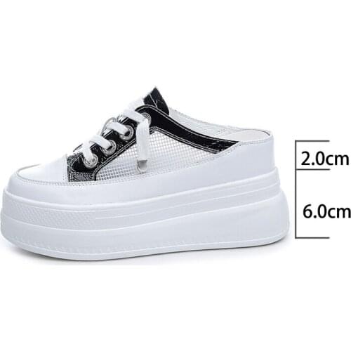 Krasovki Women Mules Super High Platform Heel Women Shoes Slippers Wedge Sneakers Summer Shoes Air Mesh Zapatos De Mujer