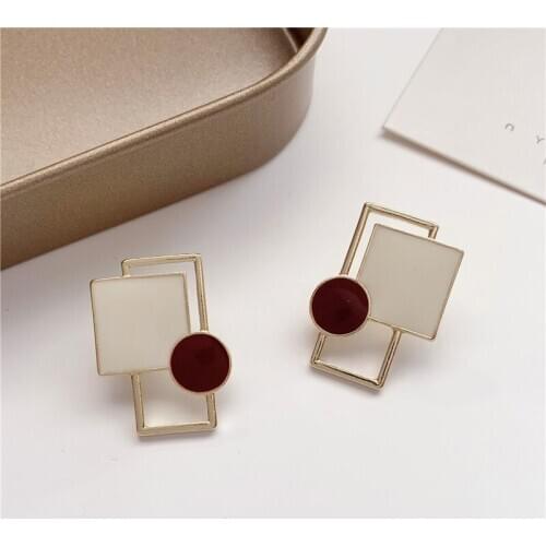 Autumn And Winter Korean Temperament Simple Geometry Striking Colors All Kinds Of Earrings Abstract Design Earrings Womens