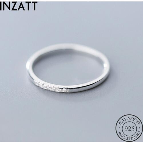 INZATT Real 925 Sterling Silver Zircon Round Geometric Ring For Fashion Women Cute Fine Jewelry Minimalist Accessories Gift