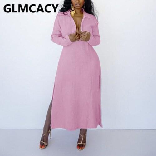 Women Long Sleeve Solid Henley Neck Casual Maxi Dress