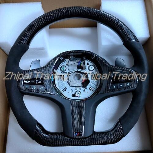 100% Real Carbon Fiber Steering Wheel with Alcantarar For BMW G20 G 20 Assembly with buttons and paddle shifts DSG