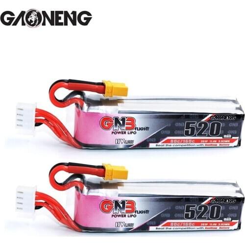 2PCS Gaoneng GNB 520mAh 3S 11.4V 80C/160C HV Lipo battery with XT30 Plug for Betafpv Beta85X Whoop indoor FPV Drone RC Parts
