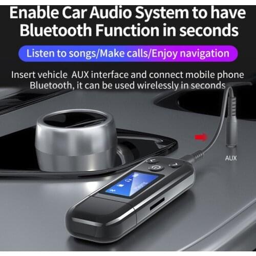 2021 Bluetooth 5.0 USB Dongle Audio Receiver Transmitter LCD Display for TV Car PC Mini 3.5mm Jack AUX USB Wireless Adapter
