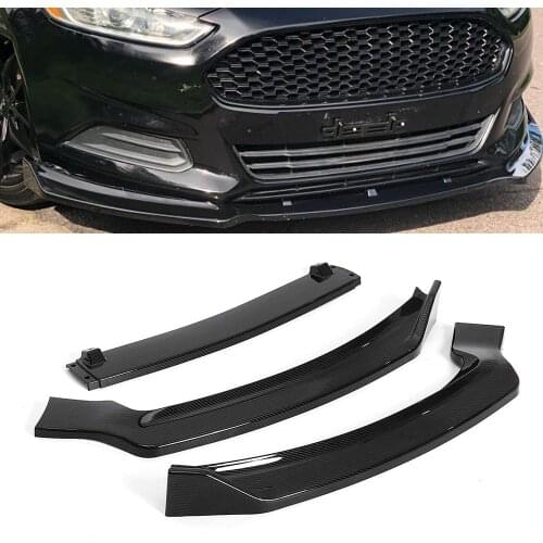 3Pcs Car Front Lip Bumper Spoiler Splitters Body Kit For Ford Fusion Mondeo 2017-2018 Carbon Fiber Matte Glossy Black