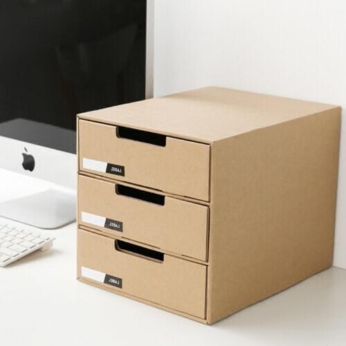 3 Tier Cardboard Desktop Office Stationery Storage Box Home Tools Make up Cosmetic Organizer Container