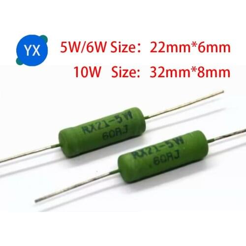 5PCS RX21 6W 10W Wire Wound Resistance 5%0.1R 0.5R 1R 4.7R 10R 18R 20R 22R 24R 27R 30R 33R 36R 47R 100R 220R 470R 1K 10K 12K 15K