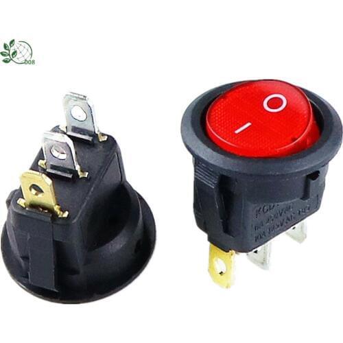 Promotion!10pcs Red Light ON-OFF SPST Round Rocker Switch 220v 12v