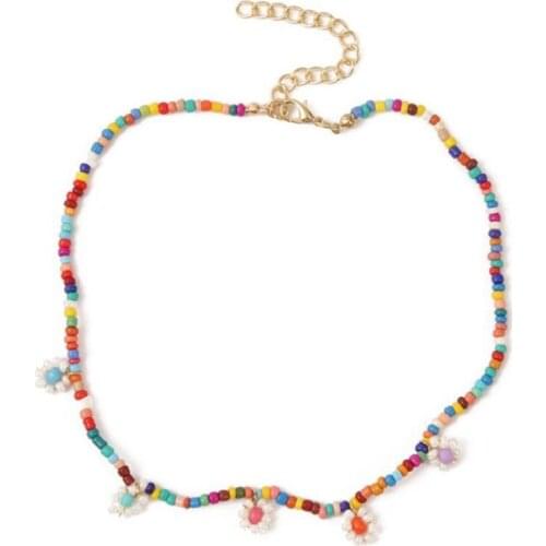 Bohemia Beaded Necklace Adjustable Handmade Creative Bead Flower Necklace Beach Necklace For Women Jewelry